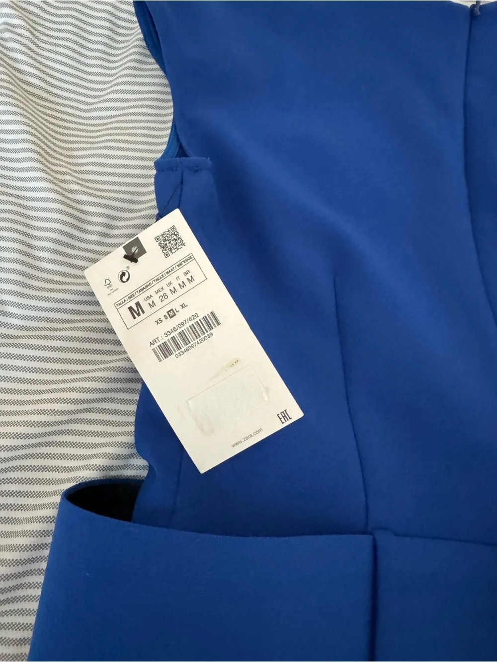 NWT Zara Royal Blue Belted Crossover Midi Dress